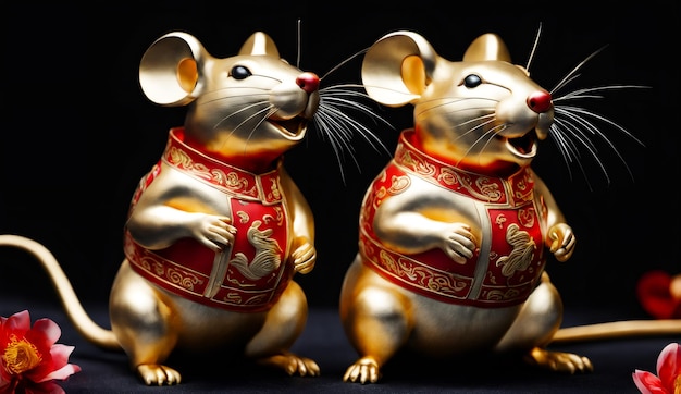 Chinese new year chinese zodiac animal rat background 3d Chinese new year background wallpaper