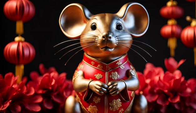 Chinese new year chinese zodiac animal rat background 3d Chinese new year background wallpaper