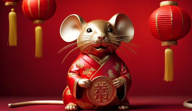 Chinese new year chinese zodiac animal rat background 3d Chinese new year background wallpaper