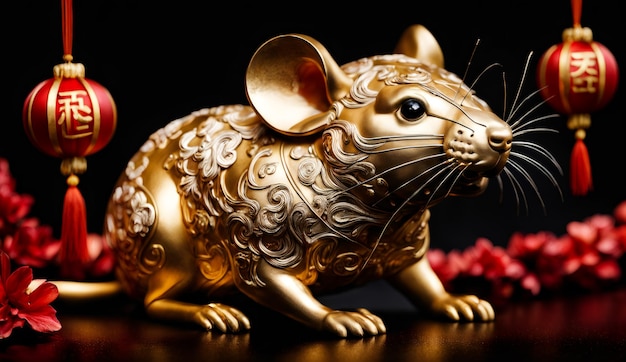 Chinese new year chinese zodiac animal rat background 3d Chinese new year background wallpaper