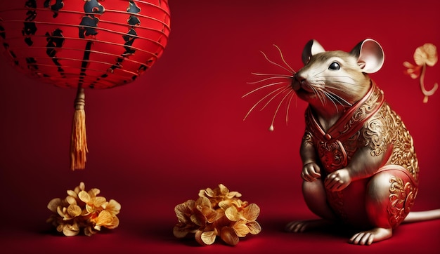 Chinese new year chinese zodiac animal rat background 3d Chinese new year background wallpaper