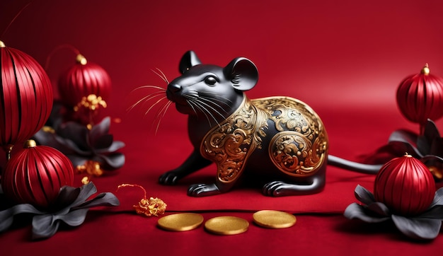 Chinese new year chinese zodiac animal rat background 3d Chinese new year background wallpaper