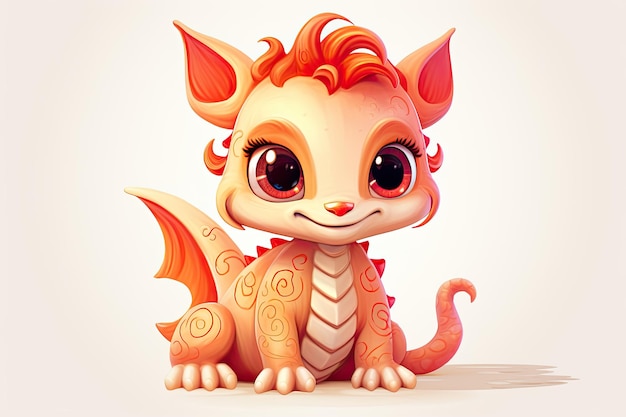 Chinese new year cute dragon plain background