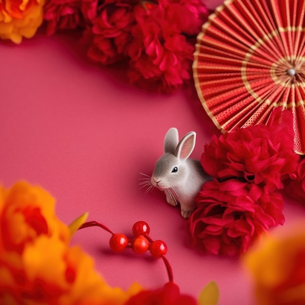 Chinese new year decorations Chinese new year year of the rabbit banner AI Generated