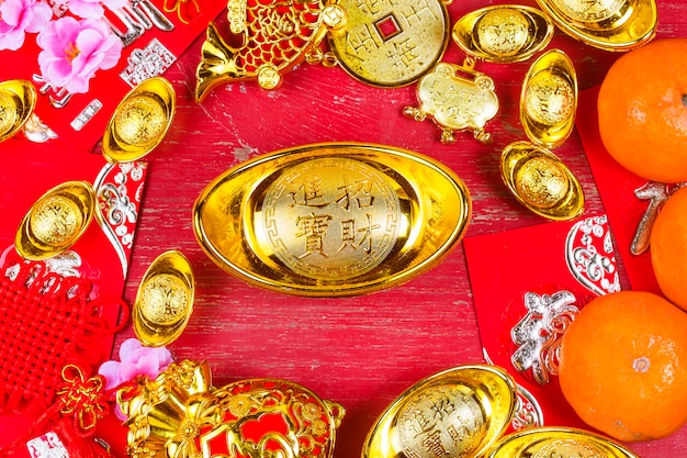 Chinese new year festival decorations, Chinese characters means luck,wealth and prosperity