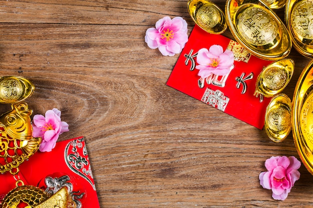 Chinese new year festival decorations, Chinese characters means luck,wealth and prosperity