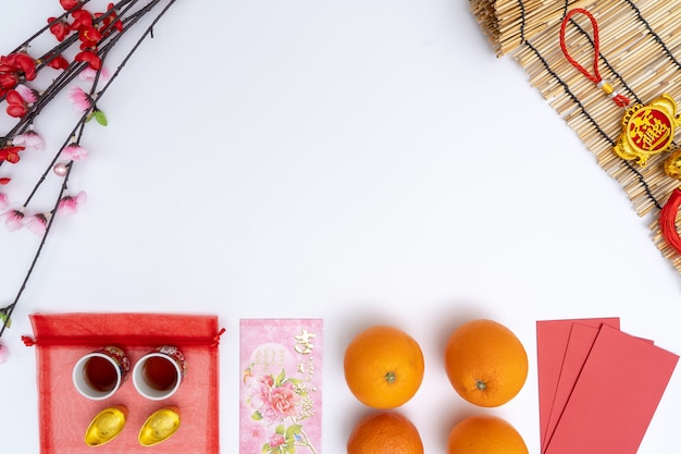 Chinese new year festival decorations healthy and wealth orange