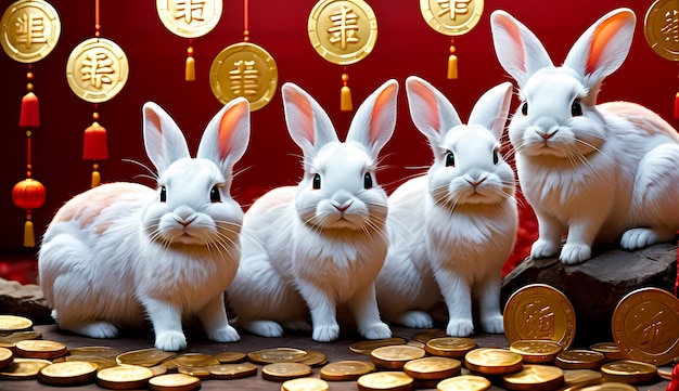 Chinese new year rabbit Chinese new year zodiac signs rabbit Chinese new year background