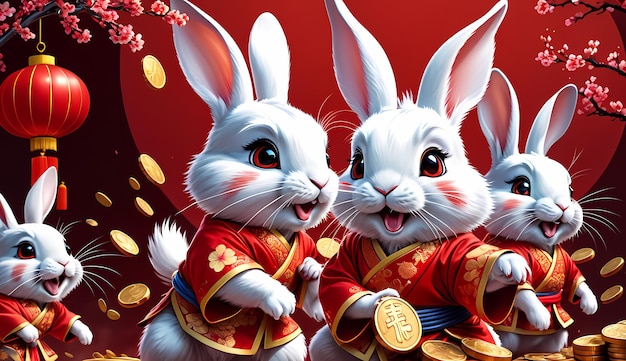 Chinese new year rabbit Chinese new year zodiac signs rabbit Chinese new year background