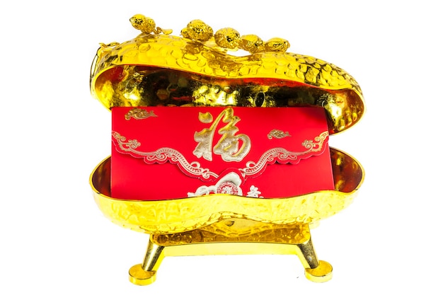 Chinese New Year  Red envelope and Ornament, bucket of gold