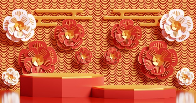 Chinese new year scene for product presentation abstract minimal concept