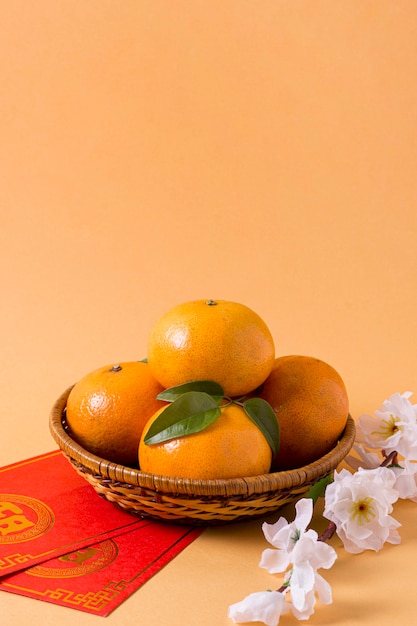 Chinese new year with mandarines