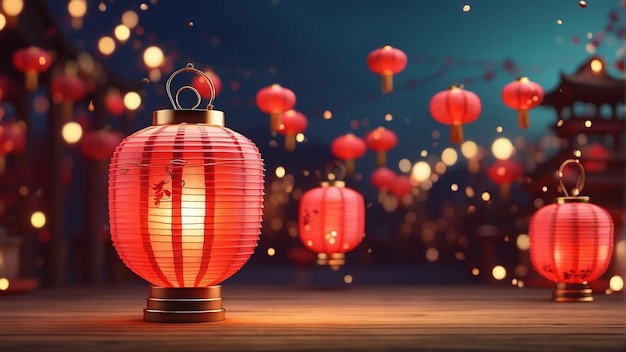 Chinese new yearlanterns during new year festival Lunar New Year bokeh Background