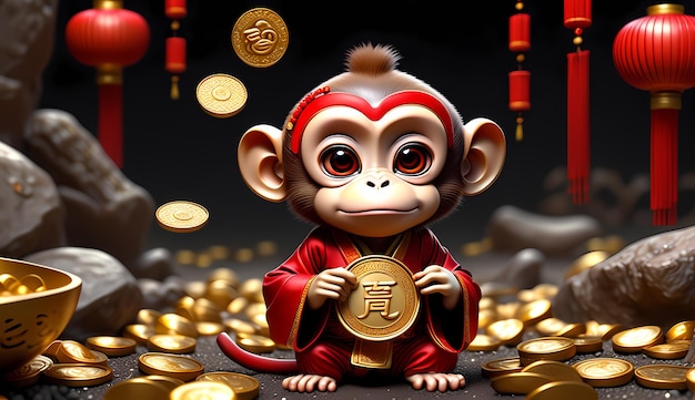 Chinese new yearzodiac signs monkey Chinese new year background Happy chinese new year