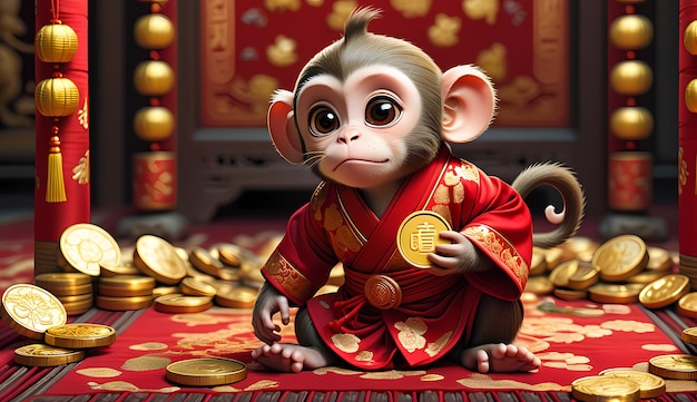 Chinese new yearzodiac signs monkey Chinese new year background Happy chinese new year