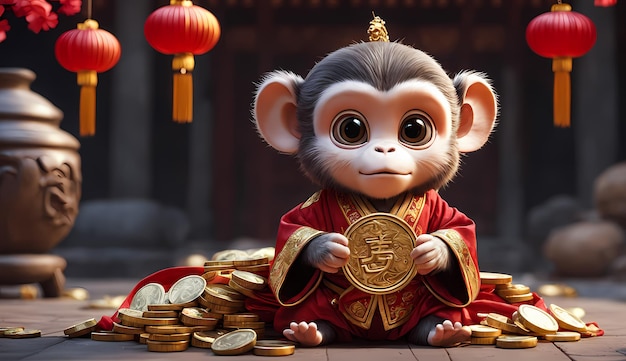 Chinese new yearzodiac signs monkey Chinese new year background Happy chinese new year