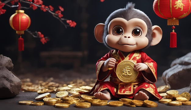 Chinese new yearzodiac signs monkey Chinese new year background Happy chinese new year