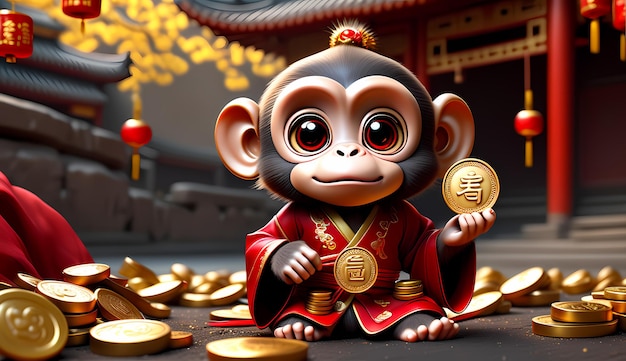 Chinese new yearzodiac signs monkey Chinese new year background Happy chinese new year