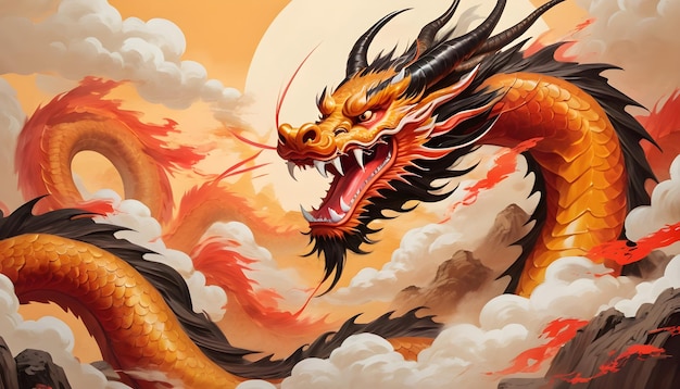 A Chinese painting of a dragon