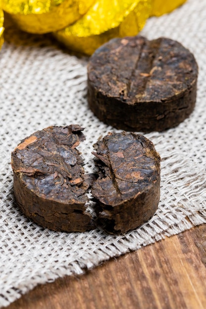 Chinese Pressed Fermented Puerh Black Tea CloseUp