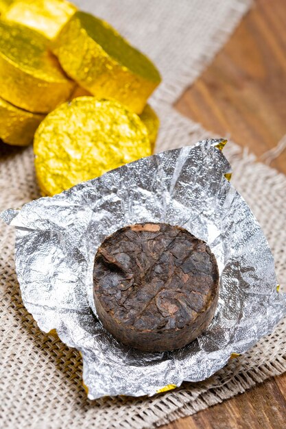 Chinese Pressed Fermented Puerh Black Tea CloseUp