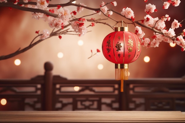 Chinese red lantern on a sakura branch 1