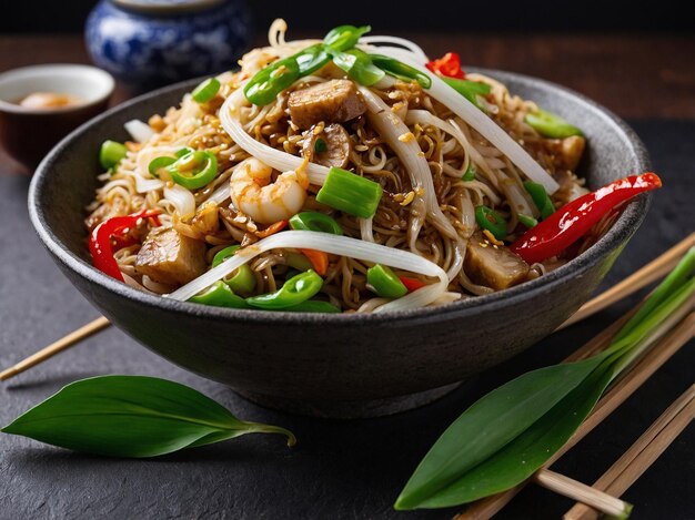 Chinese stirfried rice noodles chow fun