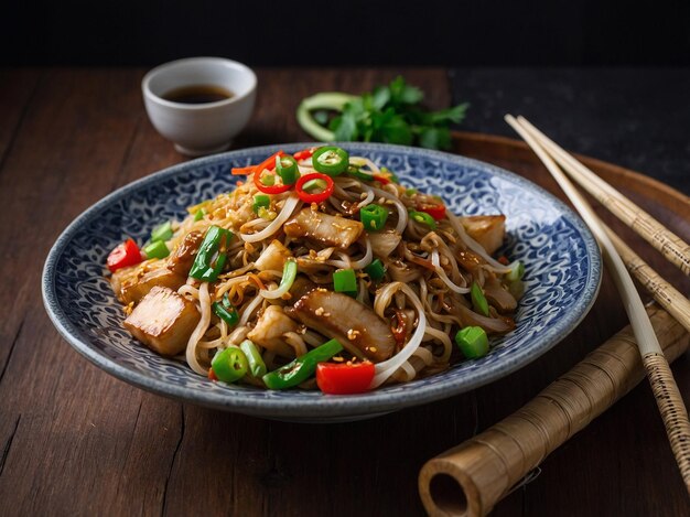 Chinese stirfried rice noodles chow fun