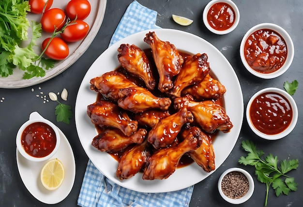 Photo chinese stirfry chicken wings isolated on a white background