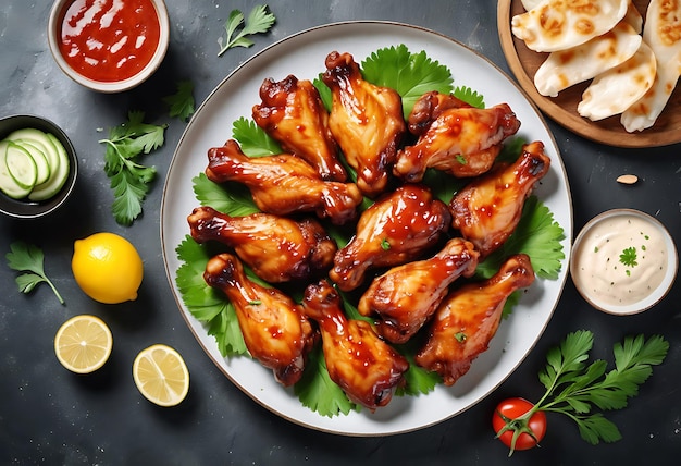 Chinese stirfry chicken wings isolated on a white background