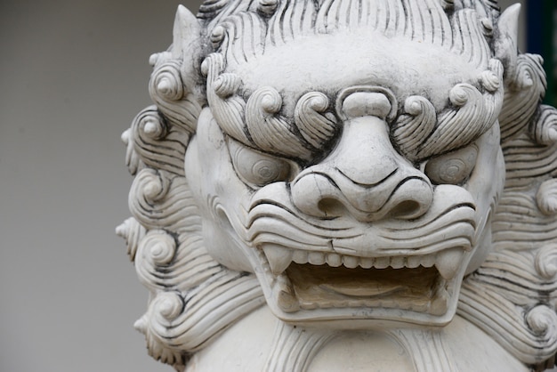 Chinese stone lion statue architecture guardian in chaina culture