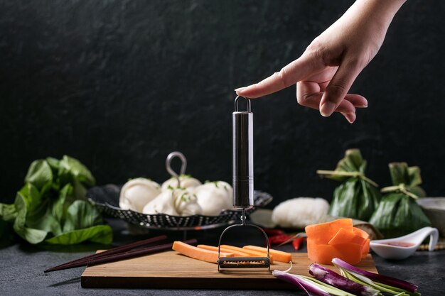 Chinese style dumplings with chives