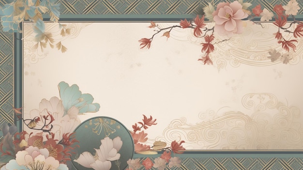 A chinese style floral frame with a floral pattern.