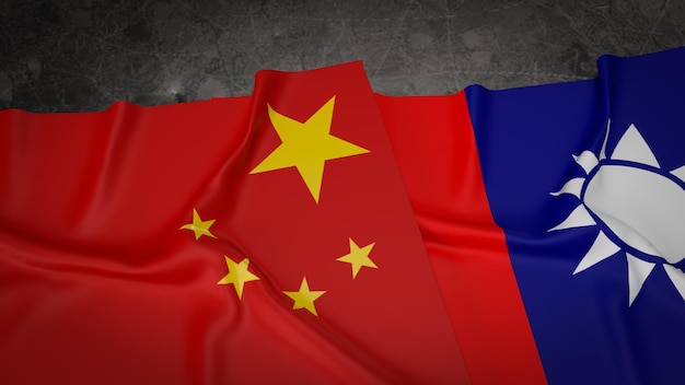 The Chinese and Taiwan flag for business or document concept 3d renderingxA