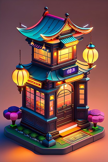 chinese temple in the night generative ai