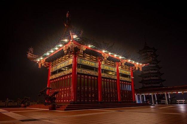 Chinese temple at night scene