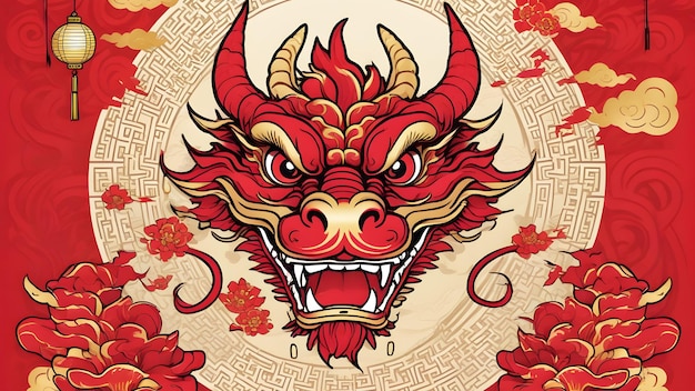 Chinese Traditional New Year Comics Dragon Background