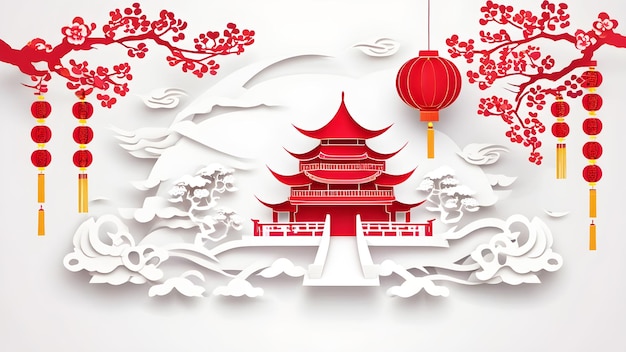 Chinese Traditional New Year Paper Cut Decoration Background