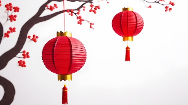 Chinese Traditional New Year Paper Cut Lantern Background