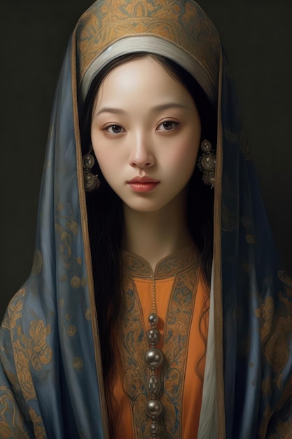 Chinese young girl illustration