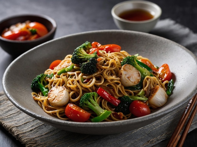 Chinesestyle stirfried noodles with vegetables