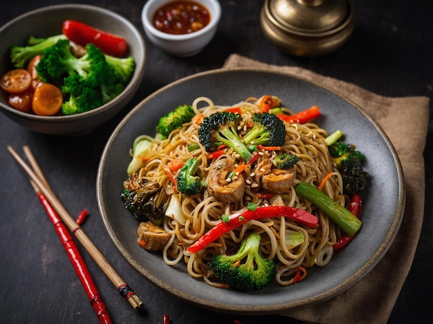 Chinesestyle stirfried noodles with vegetables