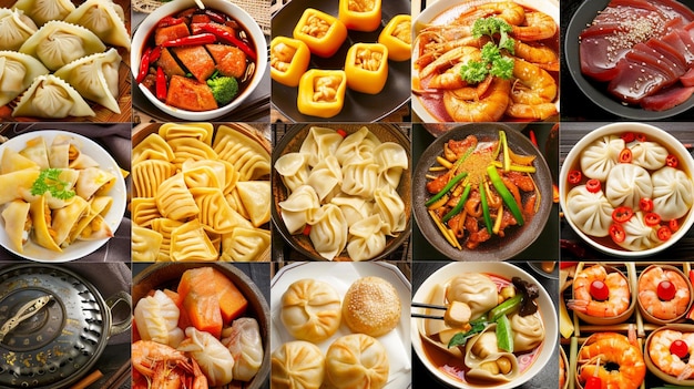 chinnese food Collage of various typical Chinese food products generative ai