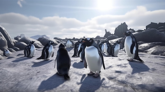 Chinstrap Penguins on the nest Generative ai