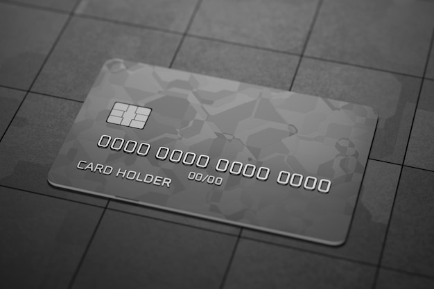 Chip cards for your design Bank card mockup with back side 3D rendering