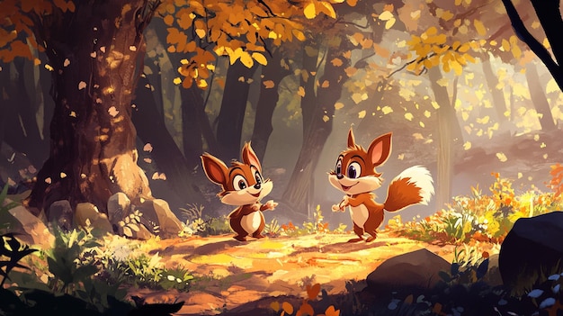 Chip and Dale cartoon background illustration