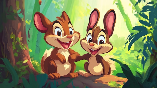 Chip and Dale cartoon background illustration