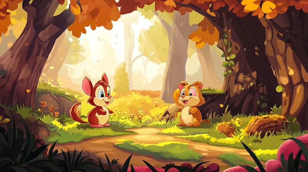 Chip and Dale cartoon background illustration