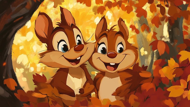 Chip and Dale cartoon background illustration