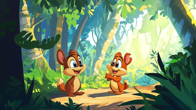 Chip and Dale cartoon background illustration